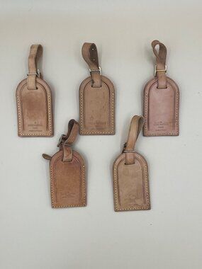SINGLE Large Louis Vuitton Vachetta Leather Luggage Tags With Adjustable Straps